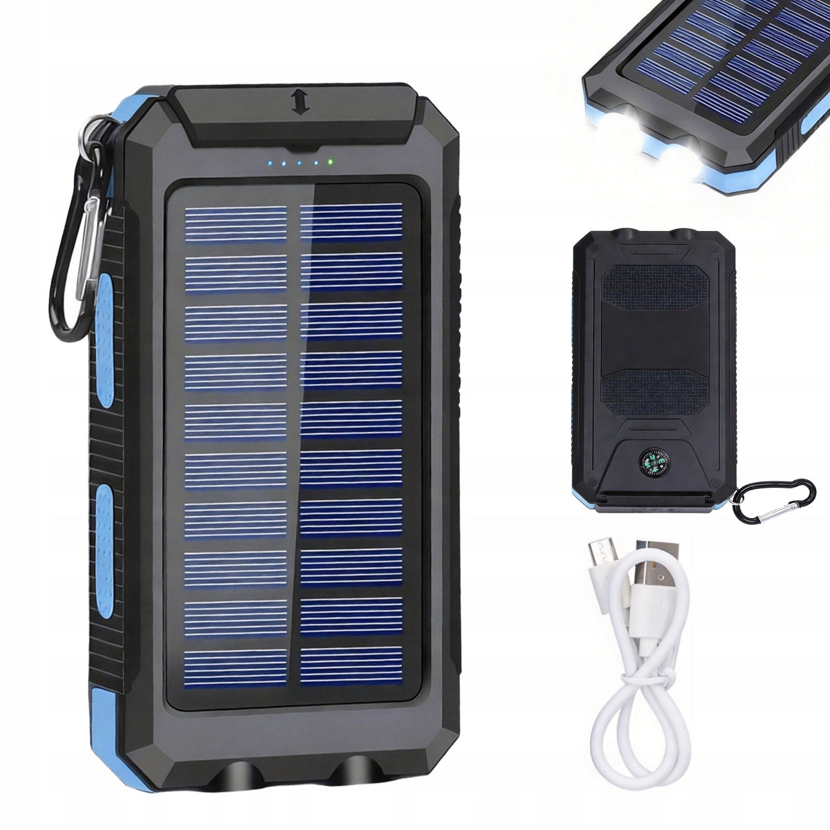 SOLAR POWER BANK 30000MAH FAST CHARGING BUILT-IN WATERPROOF CABLES