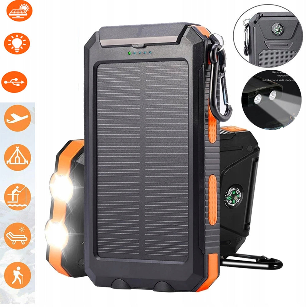 SOLAR POWER BANK MINI INDUCTION 30000MAH 2 IN 1 WITH LED 2.4W WATERPROOF Packaging status original