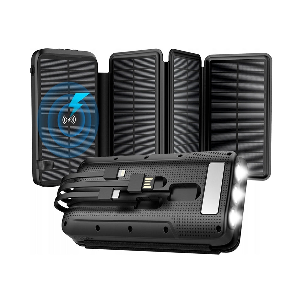 SOLAR POWERBANK 32000 MAH CHARGER INDUCTION PANEL FLASHLIGHT 5xUSB 3xLED