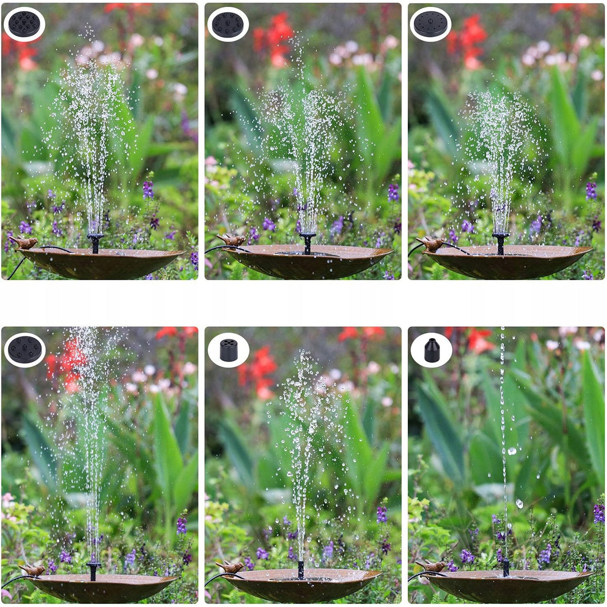 SOLAR PUMP FOUNTAIN PUMP WITH SOLAR PANEL + 6 NOZZLES 5W Power 2.5 W