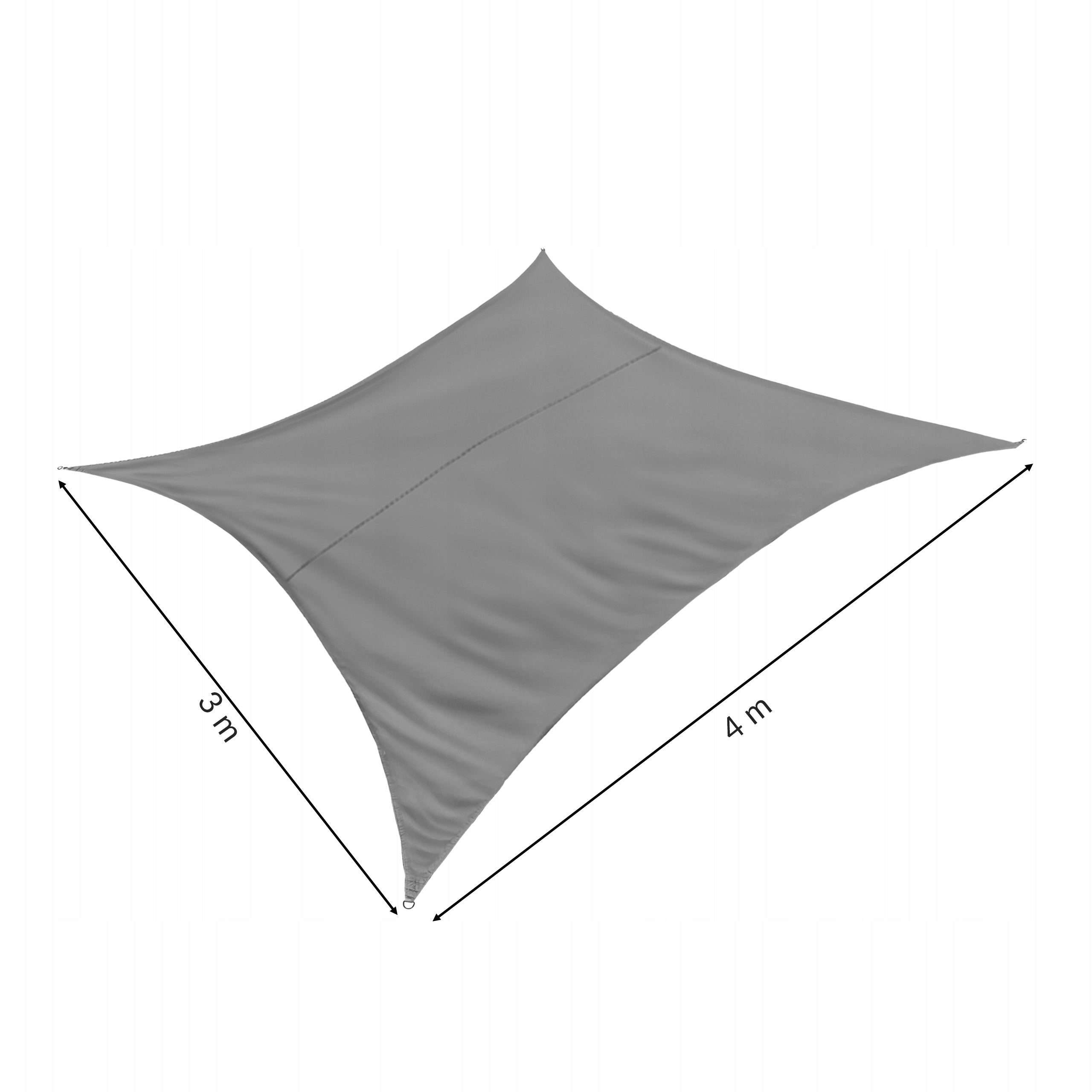 SOLAR SAIL WATERPROOF RECTANGULAR UV AWNING TERRACE 4x3m GRAY Brand Kontrast