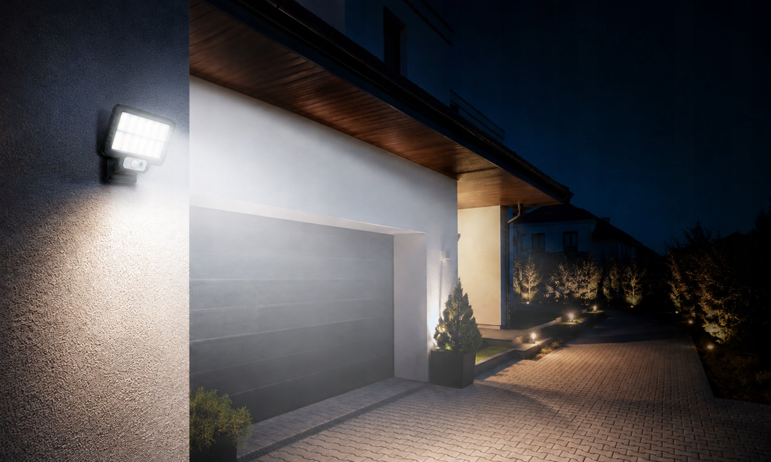 SOLAR STREET LAMP OUTDOOR GARDEN LED WITH TWILIGHT MOTION SENSOR Packaging status original