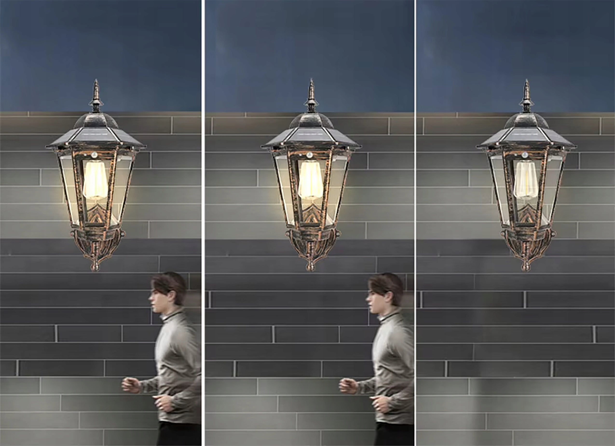SOLAR WALL LAMP RETRO Decorative Motion and Twilight Sensor Facade Lamp Brand RGR