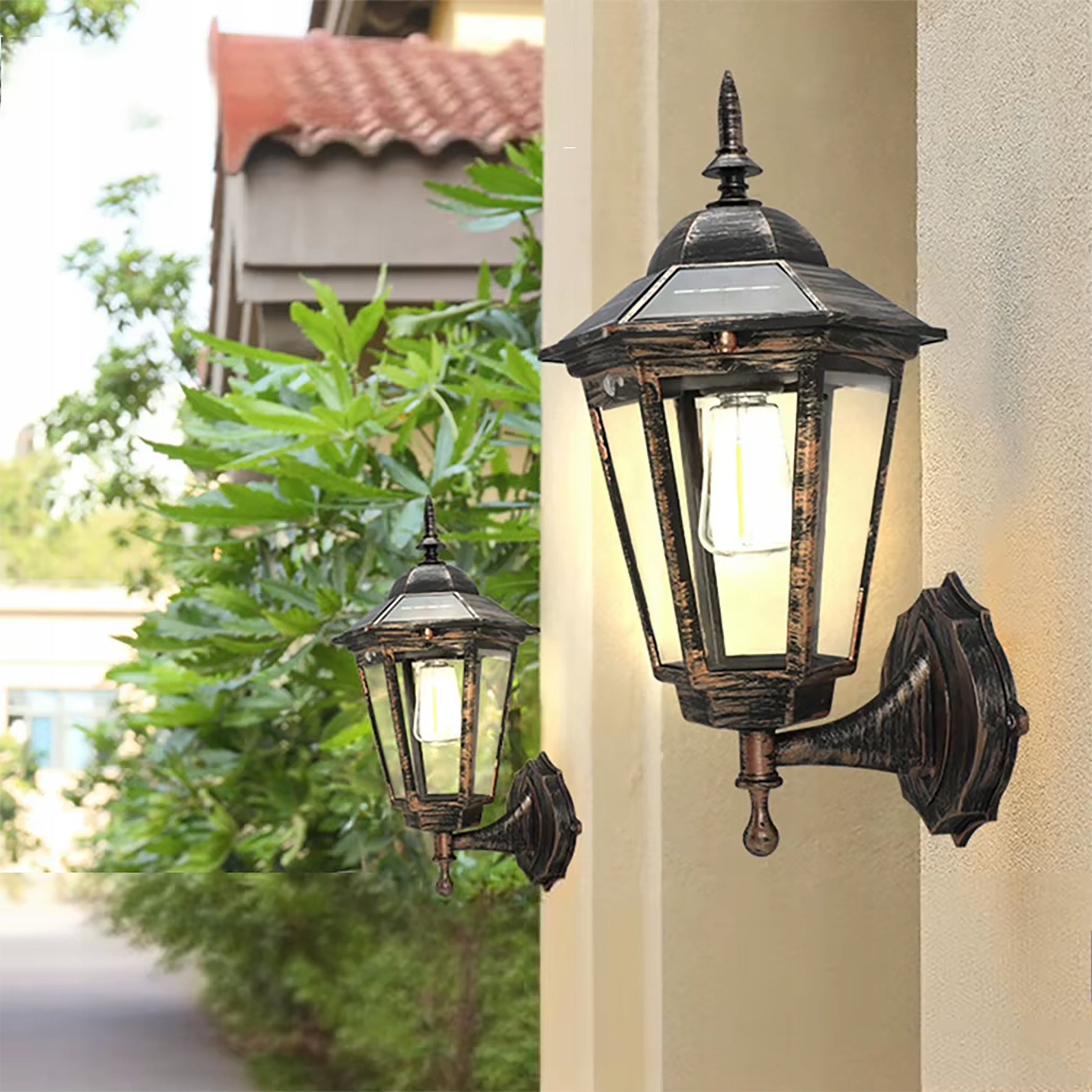 SOLAR WALL LAMP RETRO Decorative Motion and Twilight Sensor Facade Lamp Packaging status original