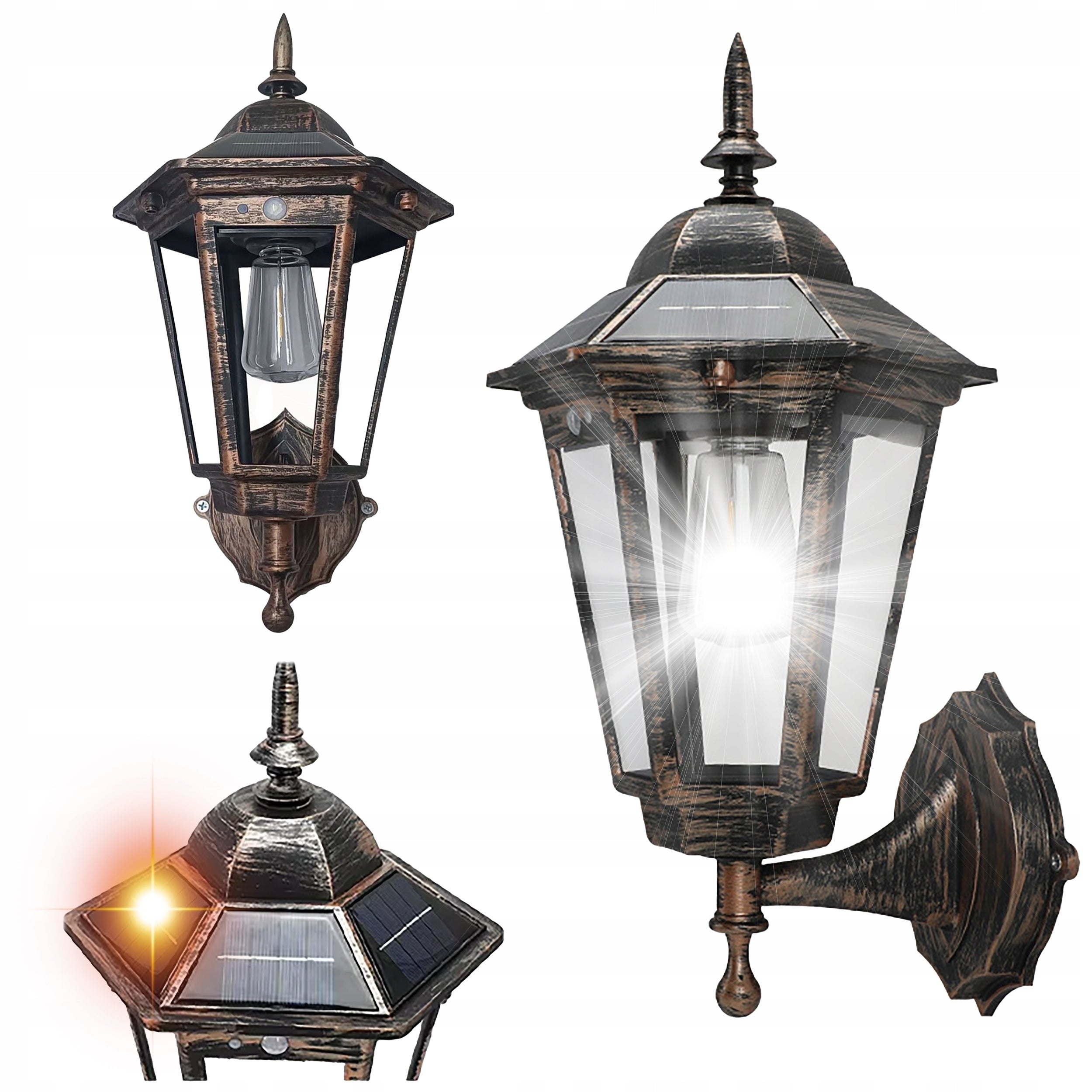 SOLAR WALL LAMP RETRO Decorative Motion and Twilight Sensor Facade Lamp