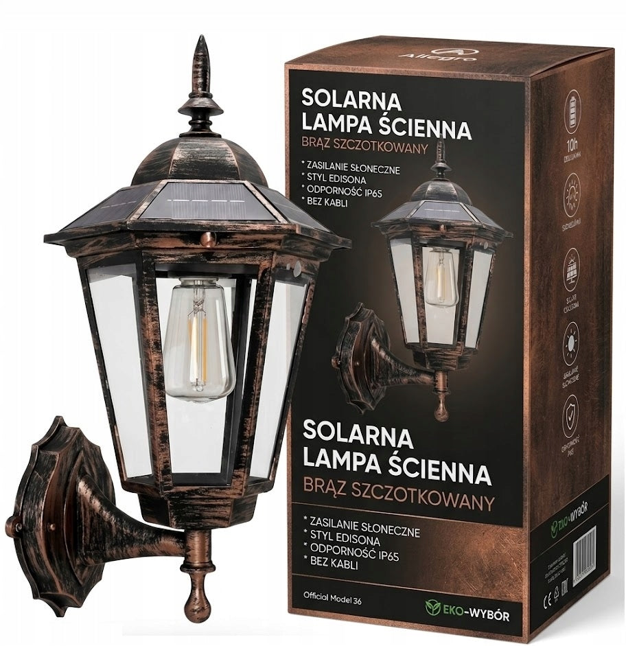 SOLAR WALL LAMP RETRO Decorative Motion and Twilight Sensor Facade Lamp