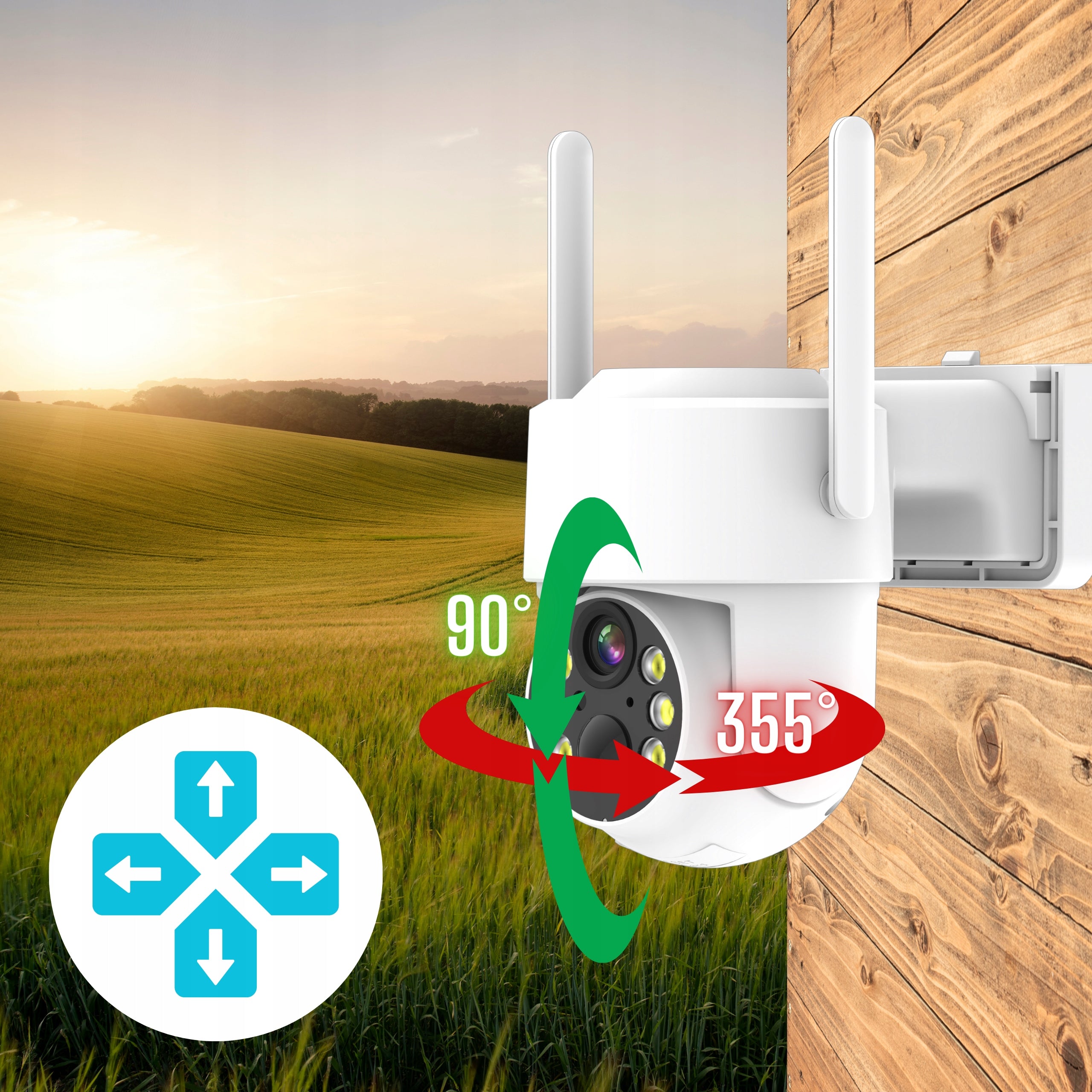 SOLAR WIFI CAMERA 5MPX SMART OUTDOOR ROTATING IP WIRELESS ALARM Kind internal external