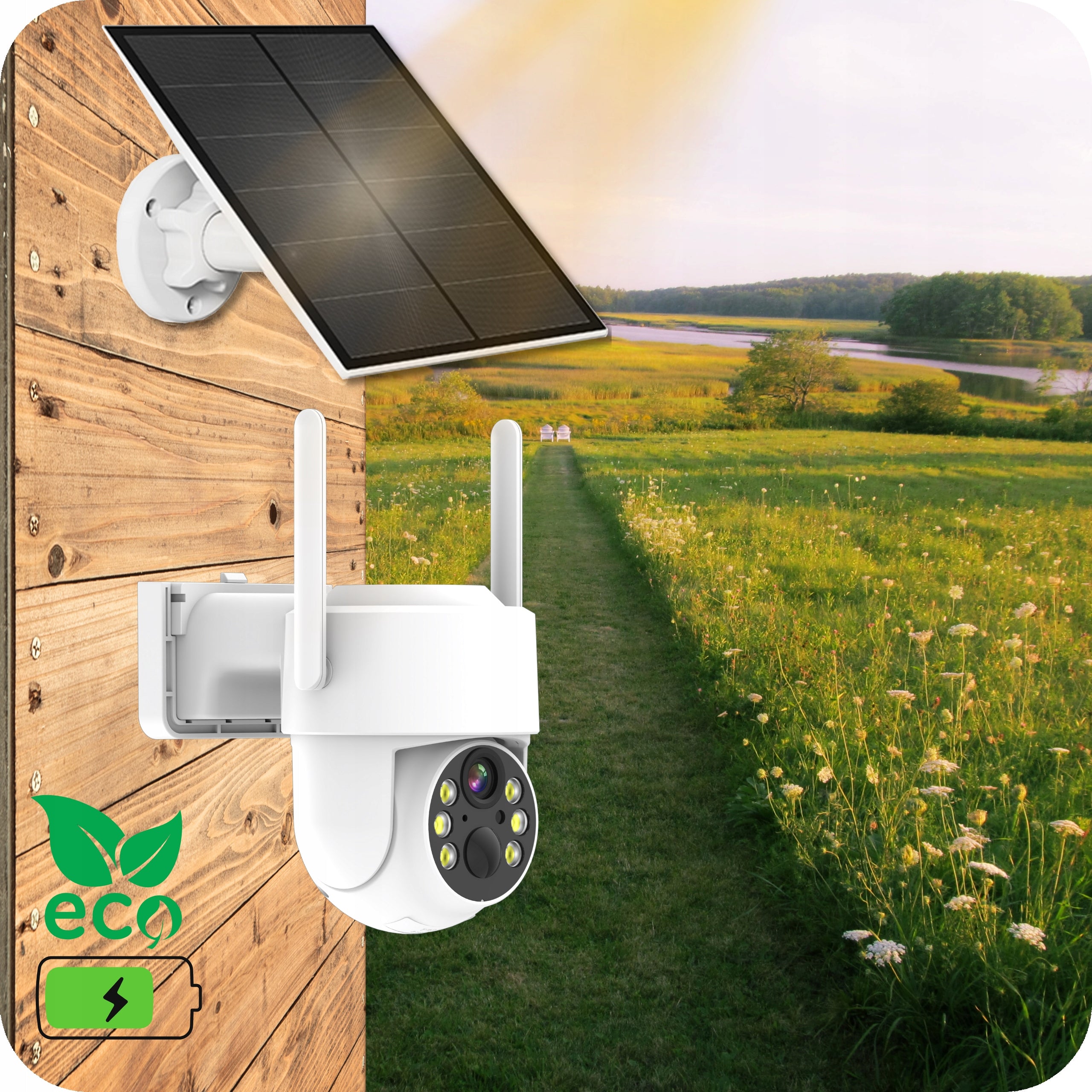 SOLAR WIFI CAMERA 5MPX SMART OUTDOOR ROTATING IP WIRELESS ALARM Manufacturer code ZEWNĘTRZNA ALARM CZUJNIK RUCHU 5MPx QUAD HD