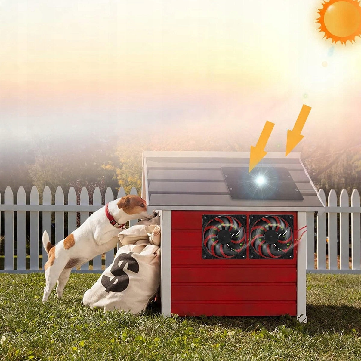 SOLAR WINDMILL DOUBLE 10W 12V FOR GREENHOUSE KITCHEN COOLING WATERPROOF Fan type circulator