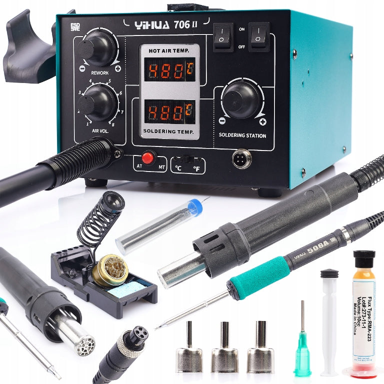 SOLDERING STATION YIHUA 706 II HOT AIR SOLDERING IRON TIP T12 FLUX