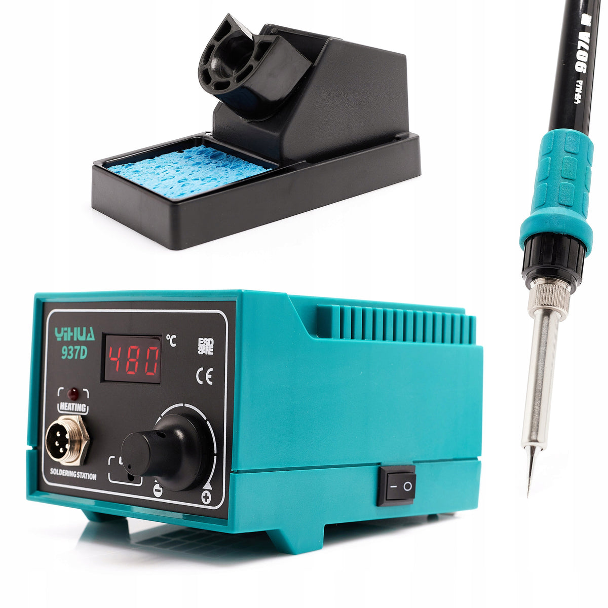 SOLDERING STATION YIHUA 937D + TIN EXTRACTOR TIPS Batteries included no