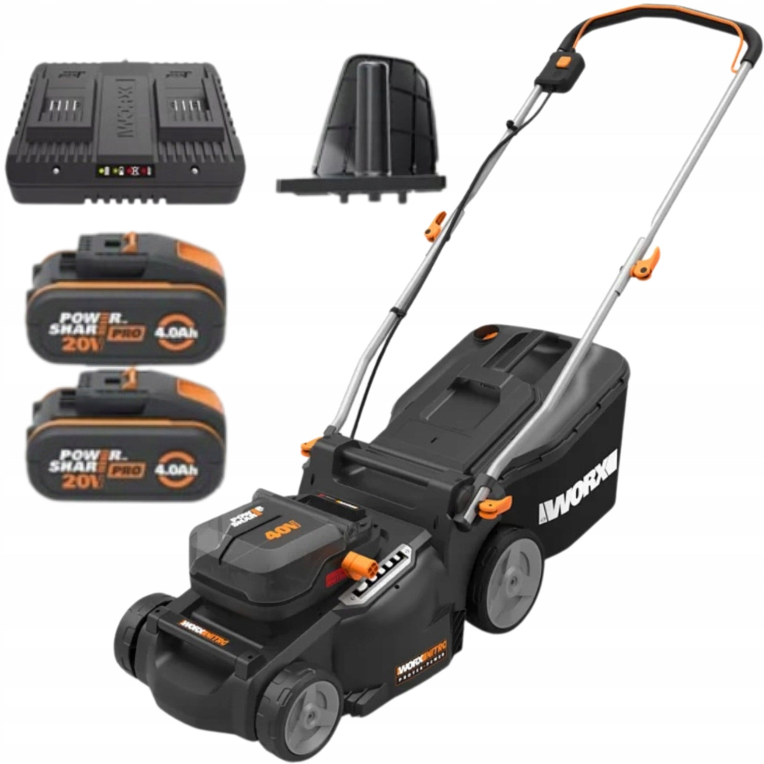 SOLID 40V Brushless Cordless Lawn Mower 37CM WORX WG737E 2x4Ah