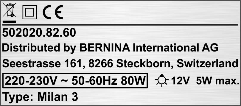 SOLID AND POWERFUL Sewing Machine BERNETTE MILAN 3. BERNINA TEXTILE GROUP Manufacturer code Bernette M3