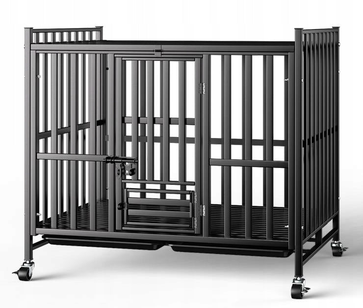 SOLID CAGE FOR DOG CAT PLAYPEN TRANSPORTER ON WHEELS 78x54x70 cm Black Packaging status original