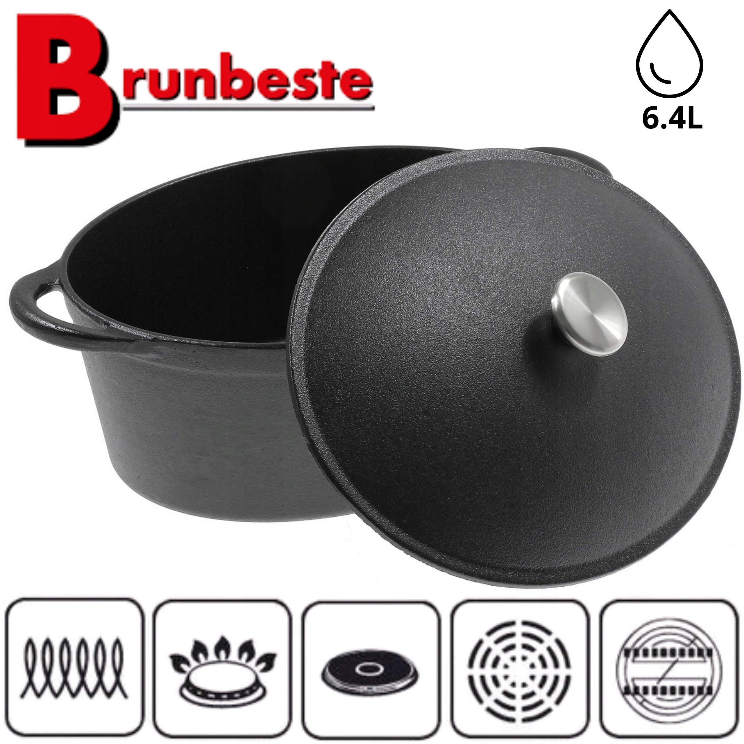SOLID LARGE CAST IRON OVAL GOOSEBERRY HEAVY DEEP 33x26cm 6.4L Brand Brunbeste