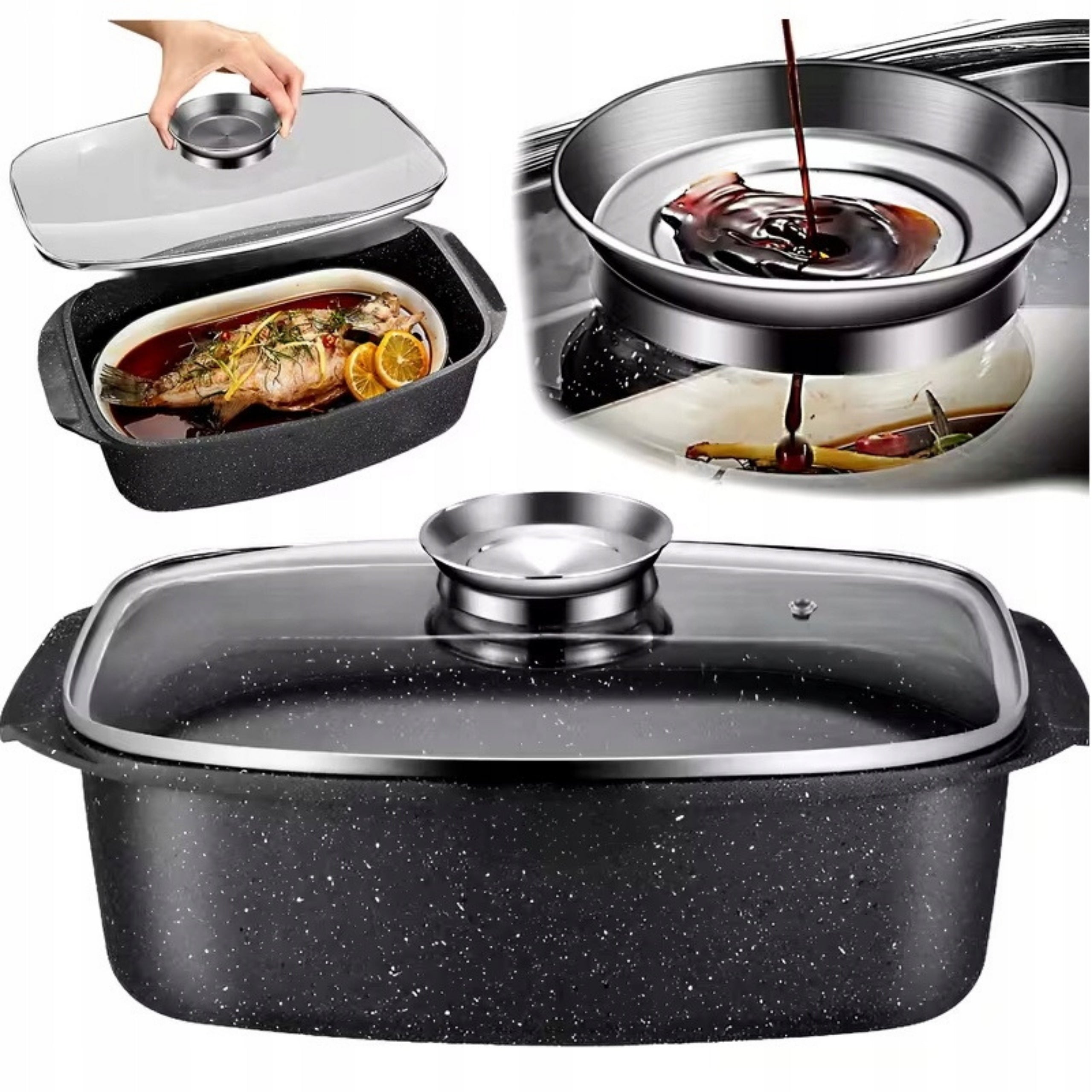 SOLID MARBLE Brittany FOR BAKING GAS NONSTICK INDUCTION 5.5L Manufacturer code BRYTFANNA MARMUROWA ALUMINIOWA 33cm 5.5L