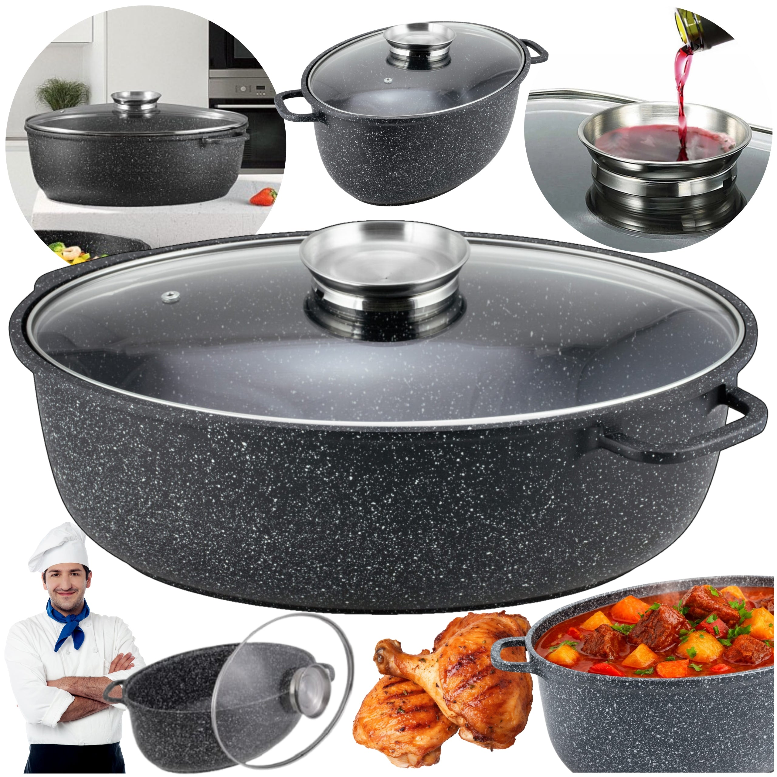 SOLID NONSTICK Brytfanna 38cm 8.0L BRYTFANA Geese for BAKING