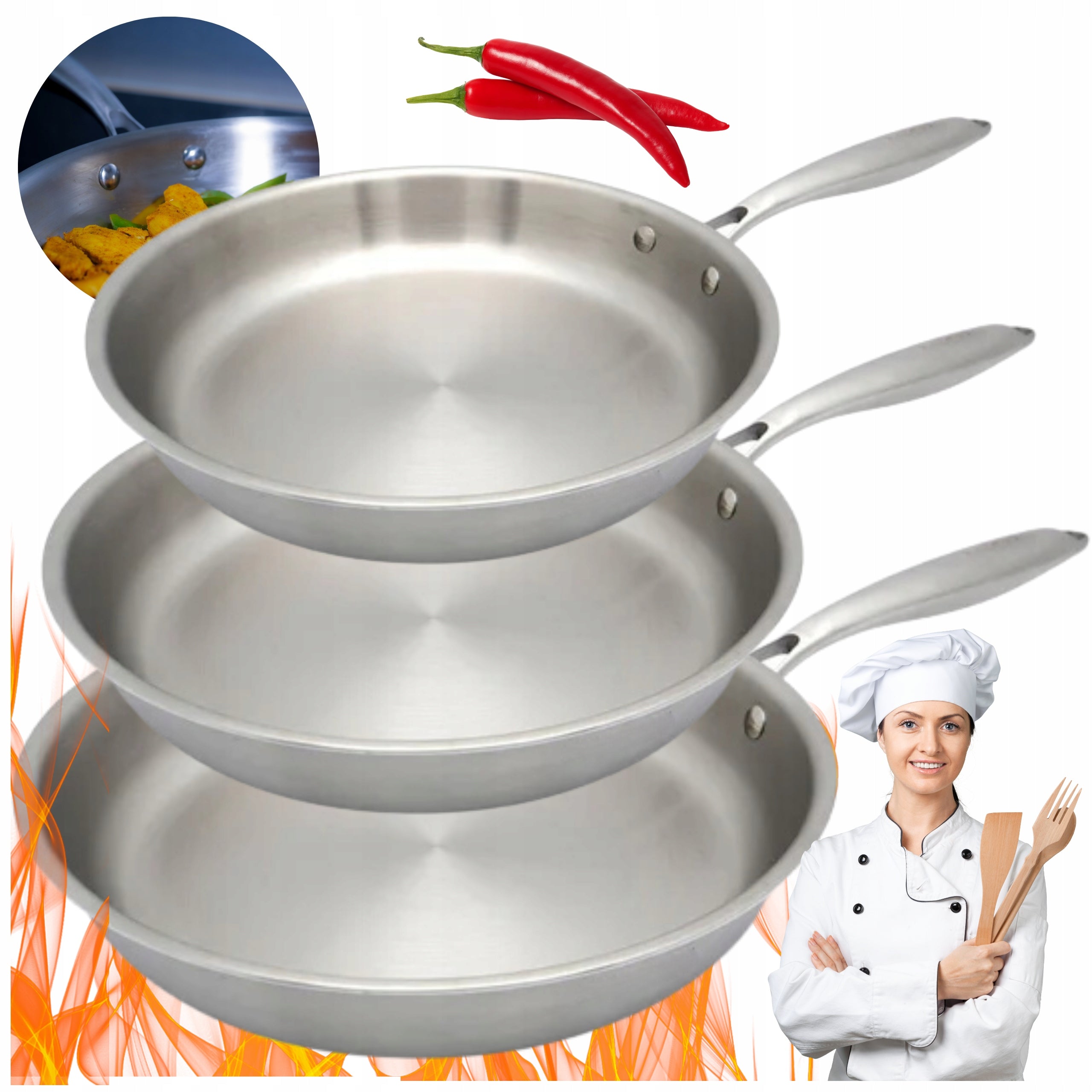 SOLID PAN SET 3pcs GASTRO Pan Set STAINLESS STEEL INDUCTION
