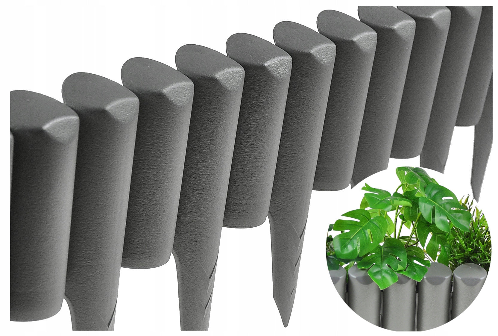 SOLID Poland GARDEN PALISADE GARDEN EDGING GREY 240 cm Manufacturer code Solidna wysoka palisada ogrodowa szara