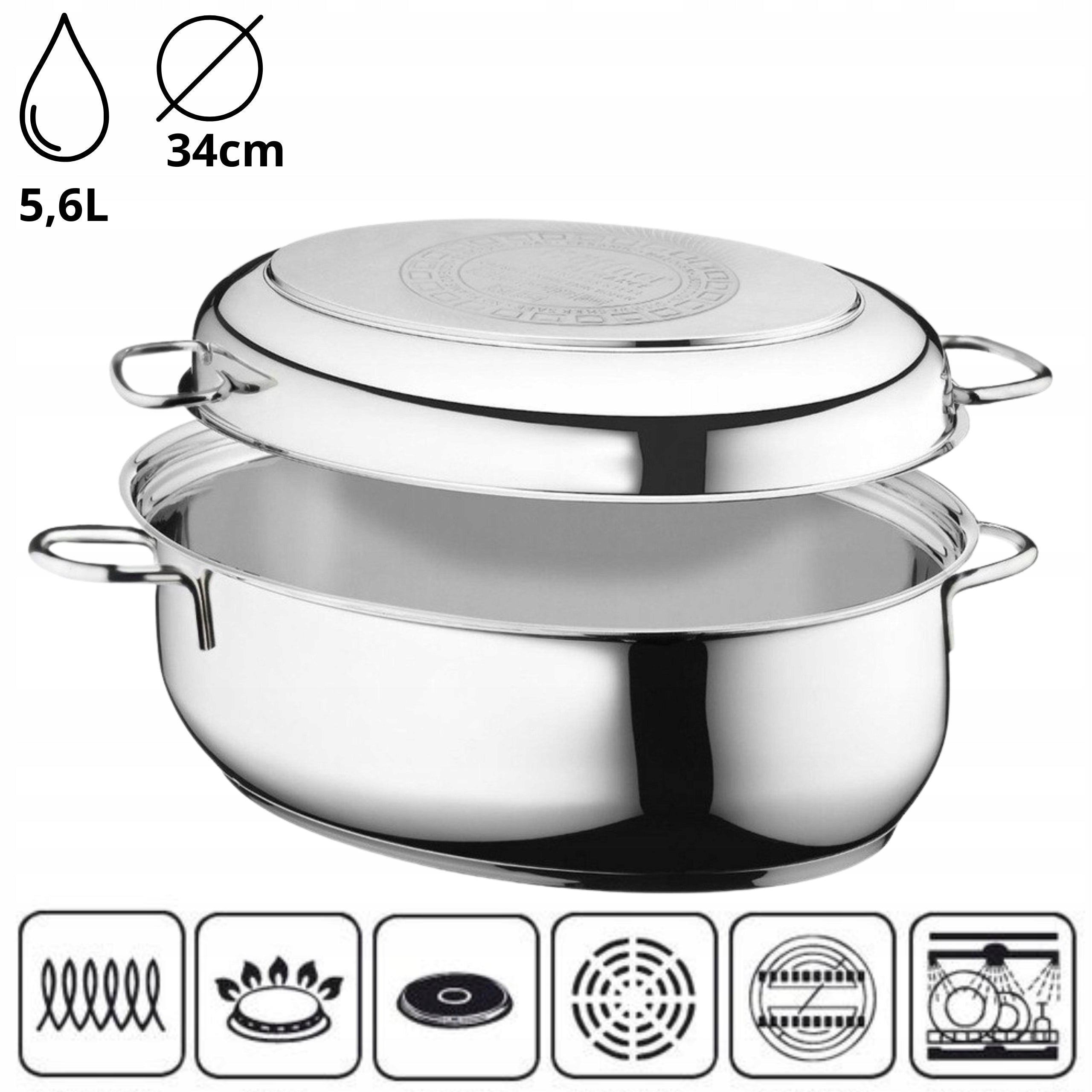 SOLID STAINLESS STEEL Brittany 5,6L 34cm 3in1 Grate Steam Refill Manufacturer code HF-2434