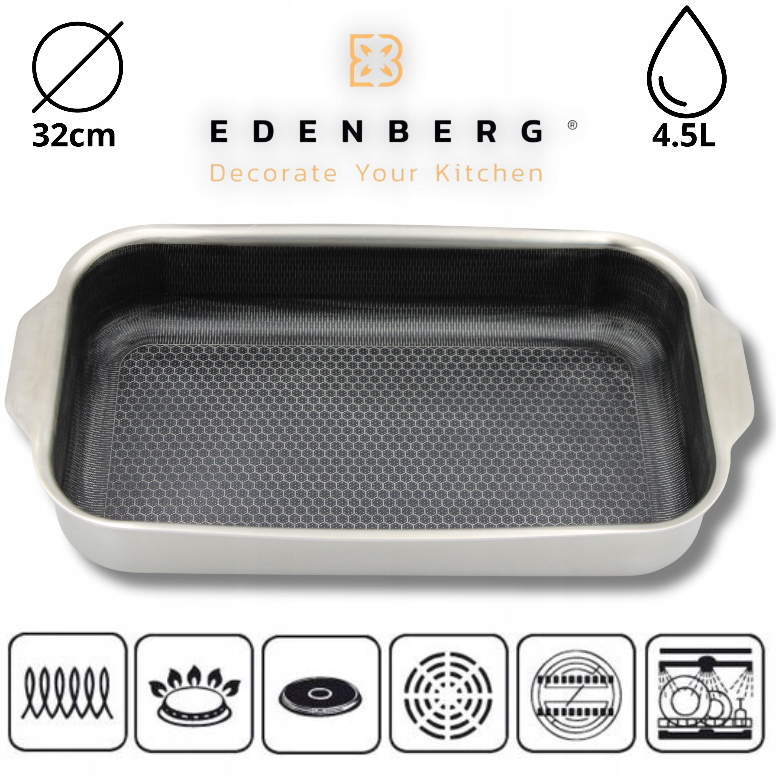 SOLID STAINLESS STEEL Brittany COATING HONEYCOMB 32x20cm 4.5L EAN (GTIN) 5904268952499