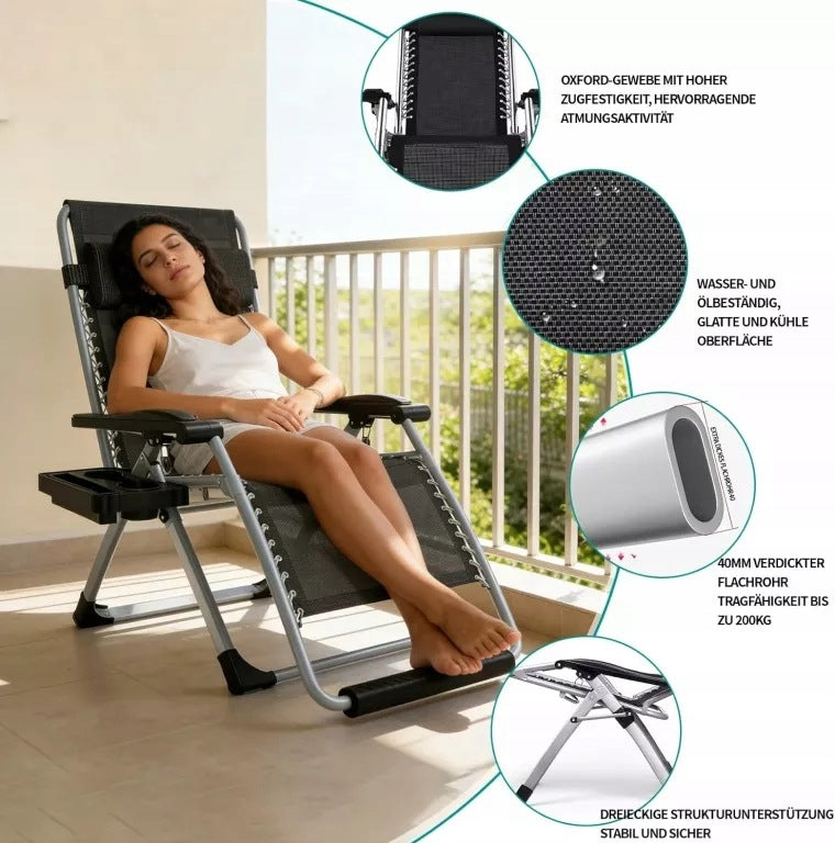 SOLID WIDE GRAVITY LOUNGER XXL 83CM 240KG ZERO GRAVITY BLACK Brand no brand