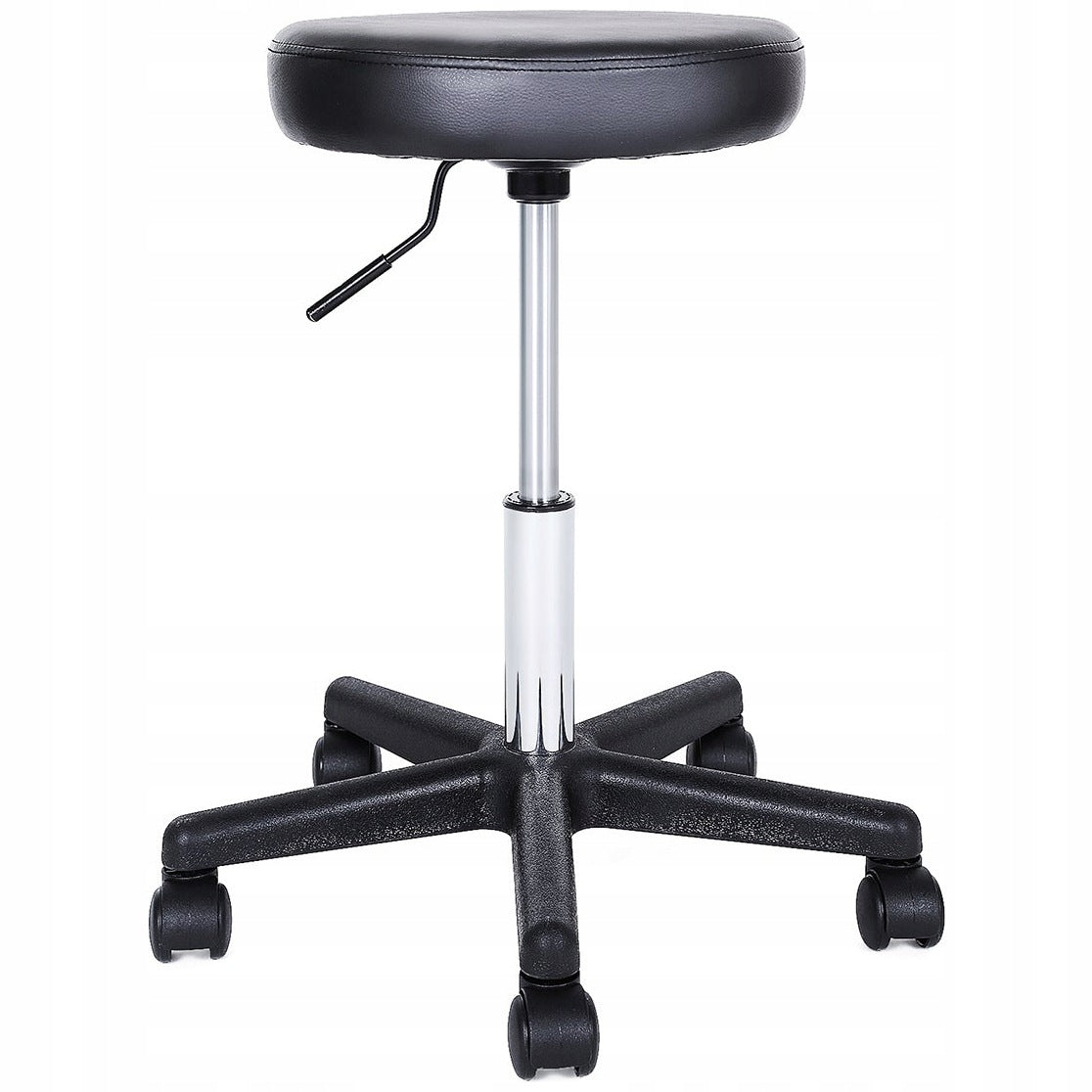 SONGMICS SWIVEL STOOL ON WHEELS BLACK ADJUSTABLE COSMETIC BAR STOOL