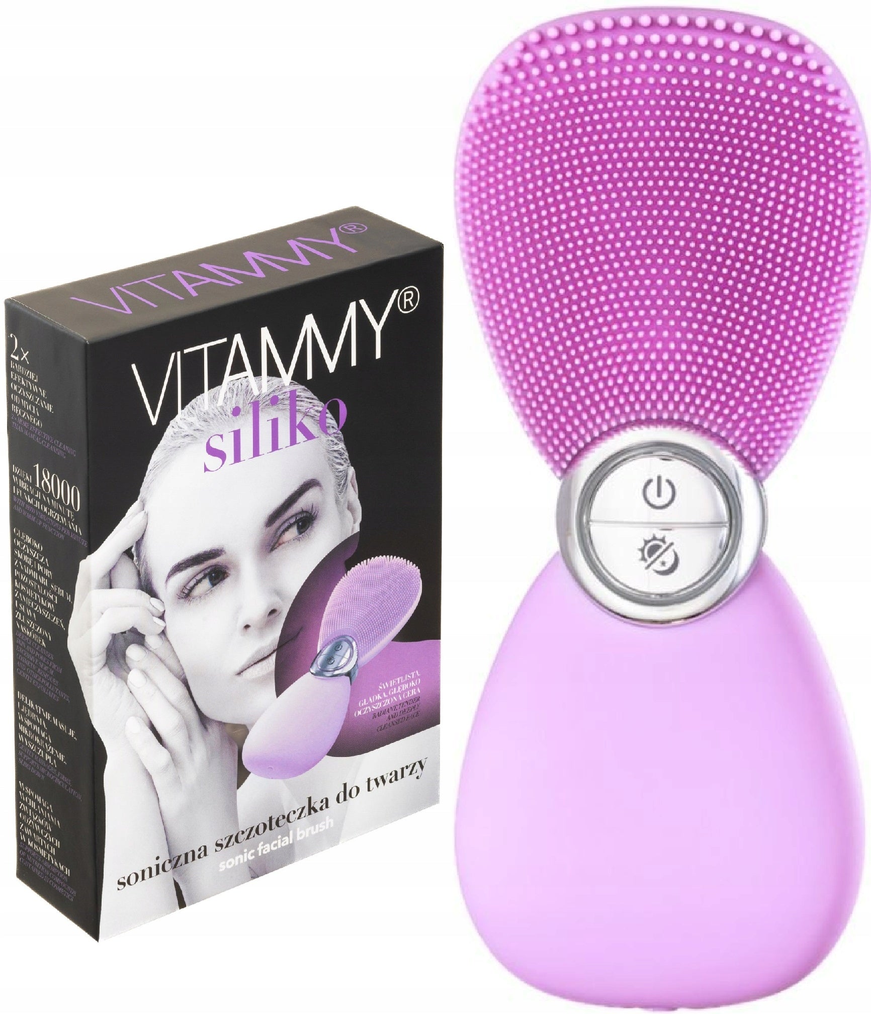 SONIC FACIAL BRUSH VITAMMY SILIKO MASSAGER USB HEATED Brand VITAMMY