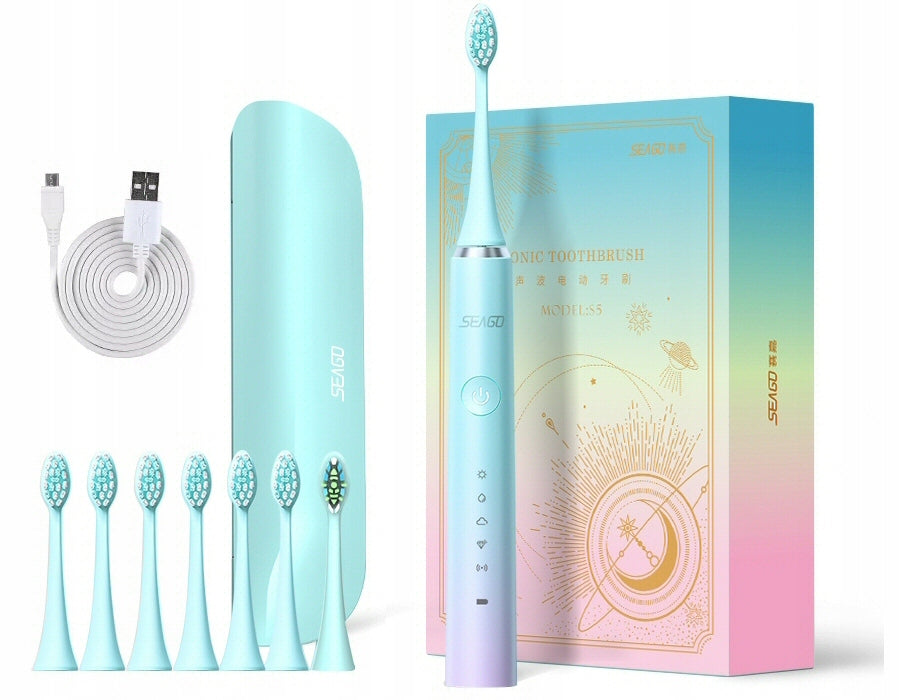 SONIC TOOTHBRUSH CASE 8 TIPS Seago S5 GRADIENT MULTICOLOR