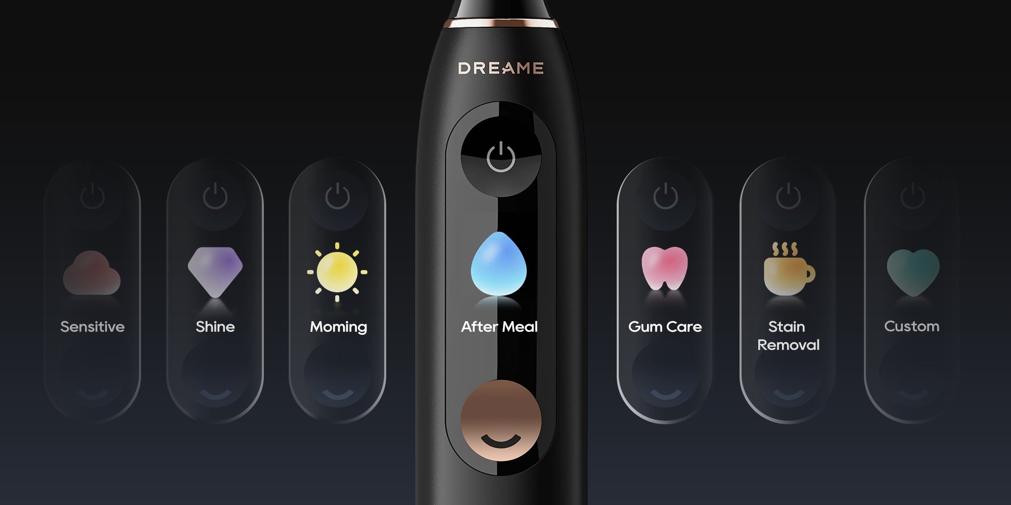 SONIC TOOTHBRUSH DREAME E10S BLACK BATTERY 180 DAYS 6 TIPS Medical device no