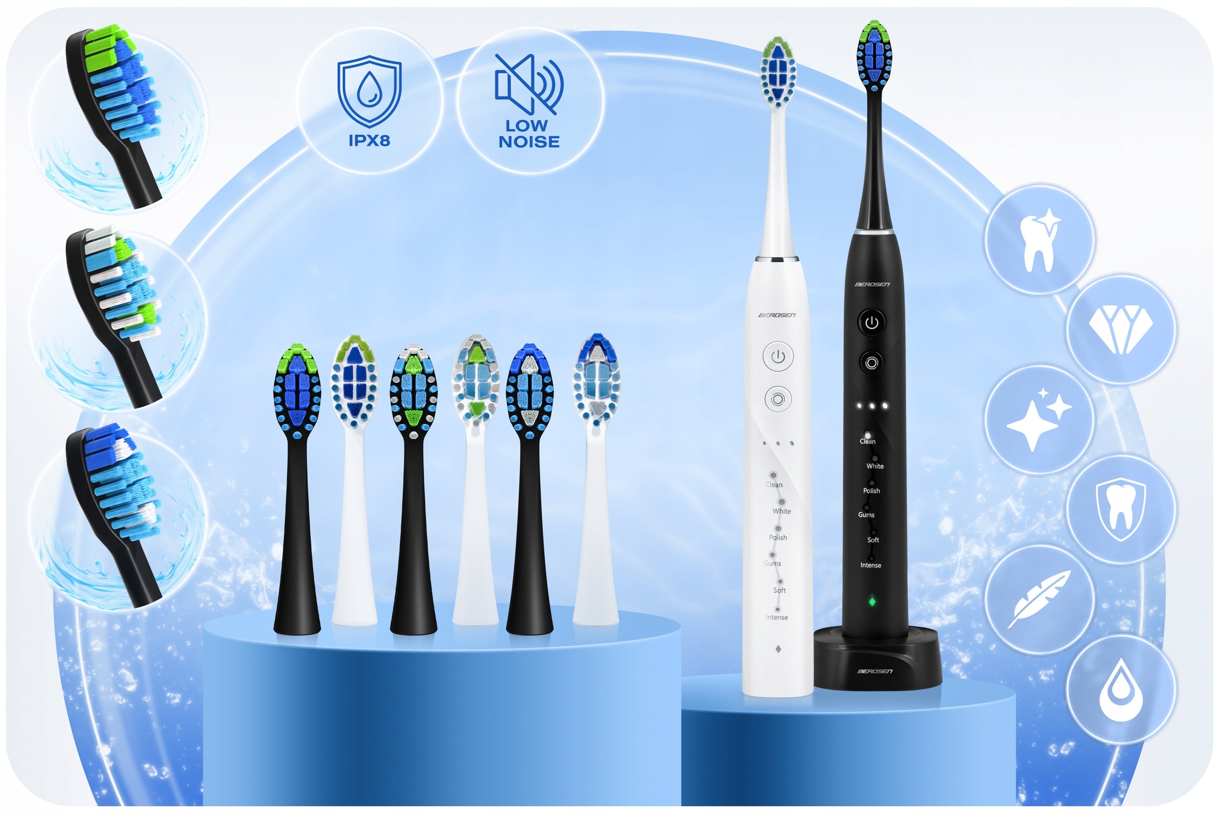 SONIC TOOTHBRUSH ELECTRIC SET OF 2 BERDSEN DUO GALAXY EAN (GTIN) 5903890624132