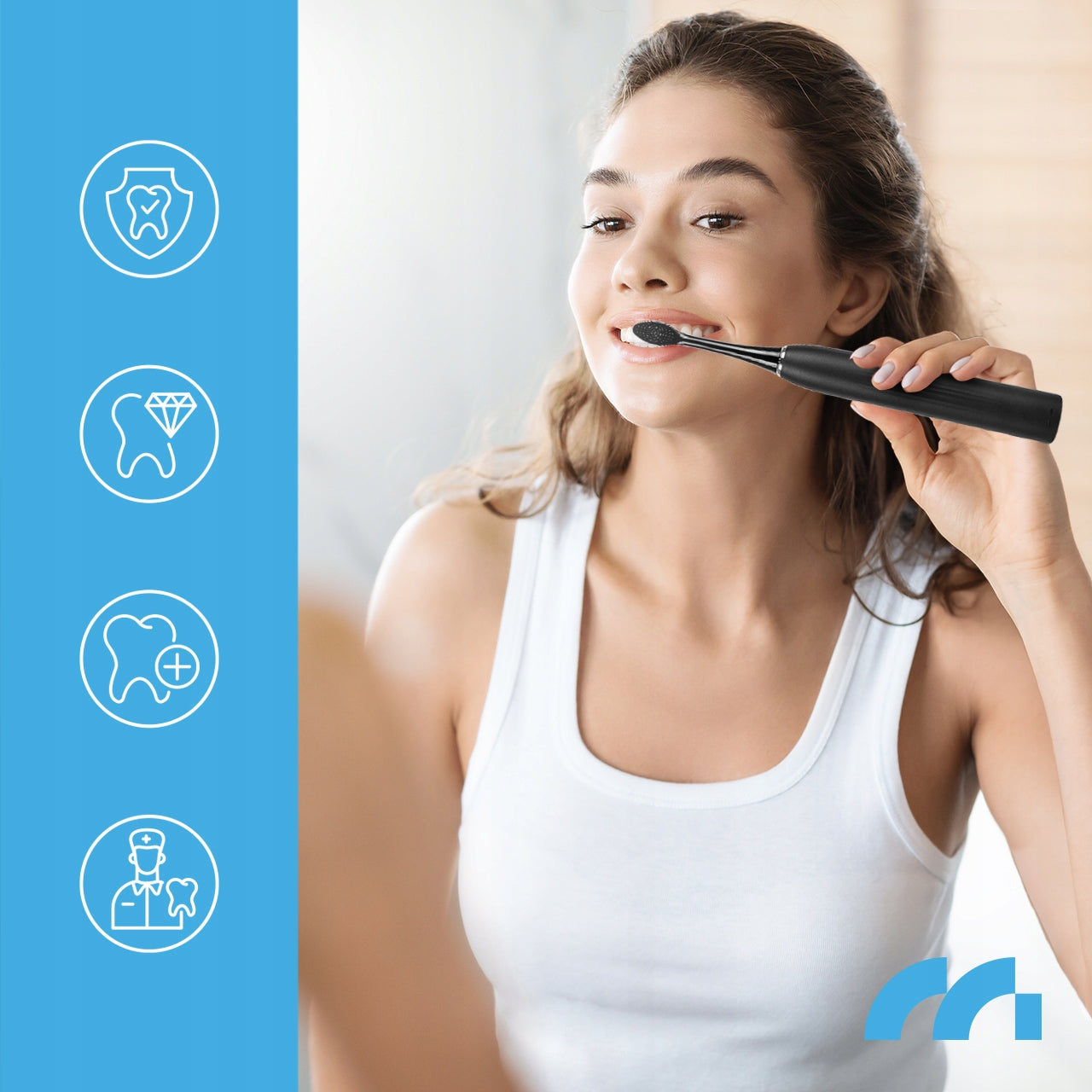 SONIC TOOTHBRUSH ELECTRIC WATERPROOF 6 TIPS CASE Medical device no