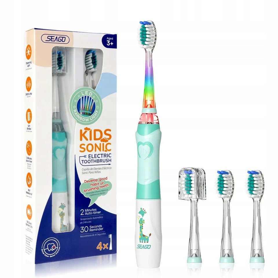 SONIC TOOTHBRUSH FOR CHILDREN 3-12 YEARS OLD GREEN GIRAFFE SEAGO