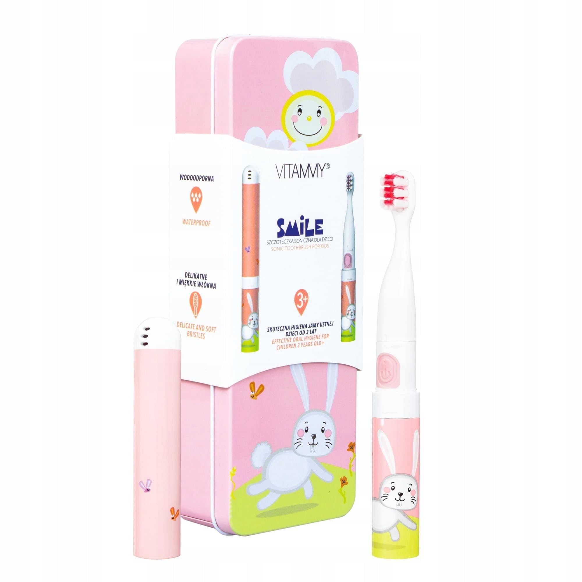 SONIC TOOTHBRUSH FOR CHILDREN 3+ VITAMMY SMILE +ETUI 2TIPS Batteries included yes