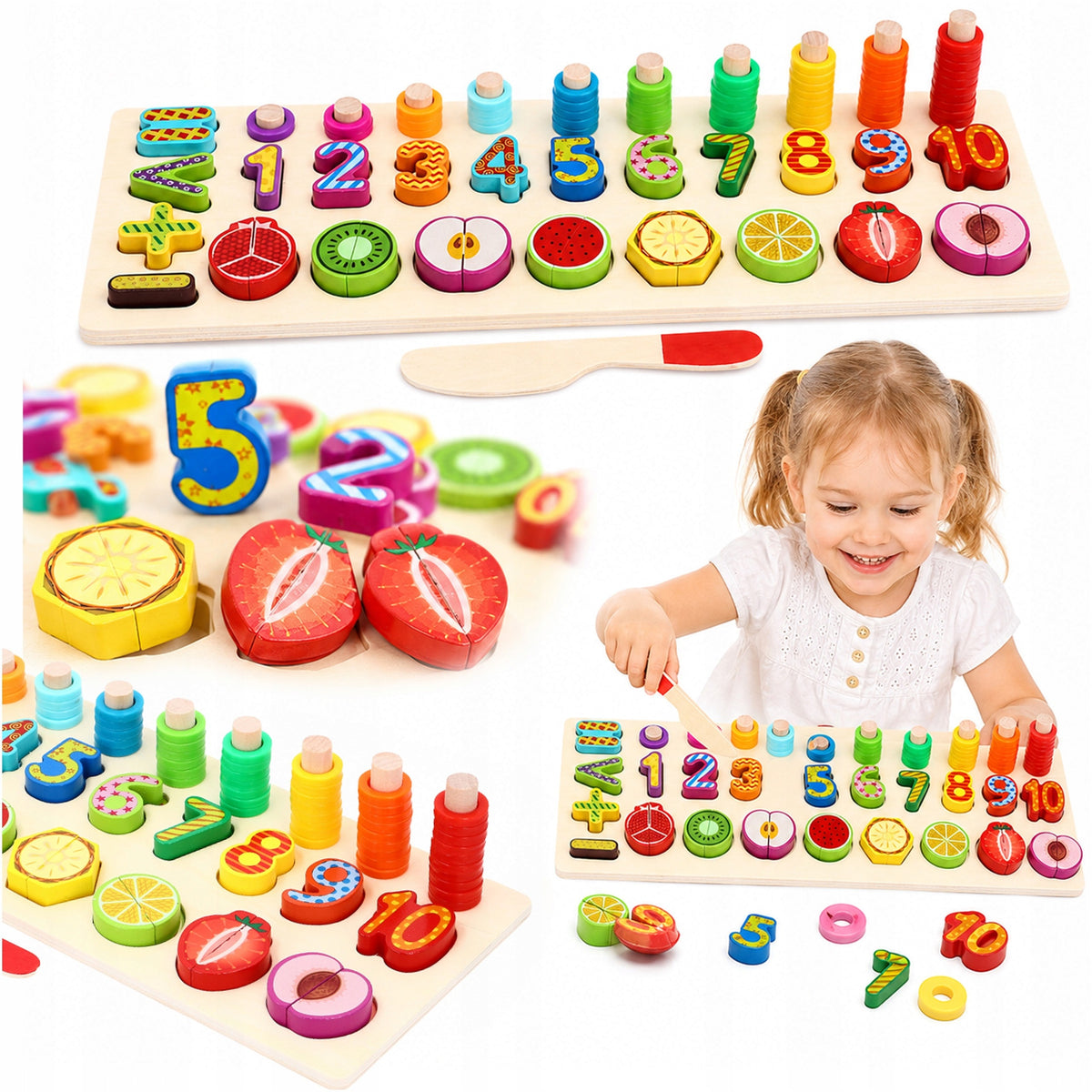 SORTER EDUCATIONAL PUZZLE FOR CHILDREN TOY WOODEN COUNTING SET