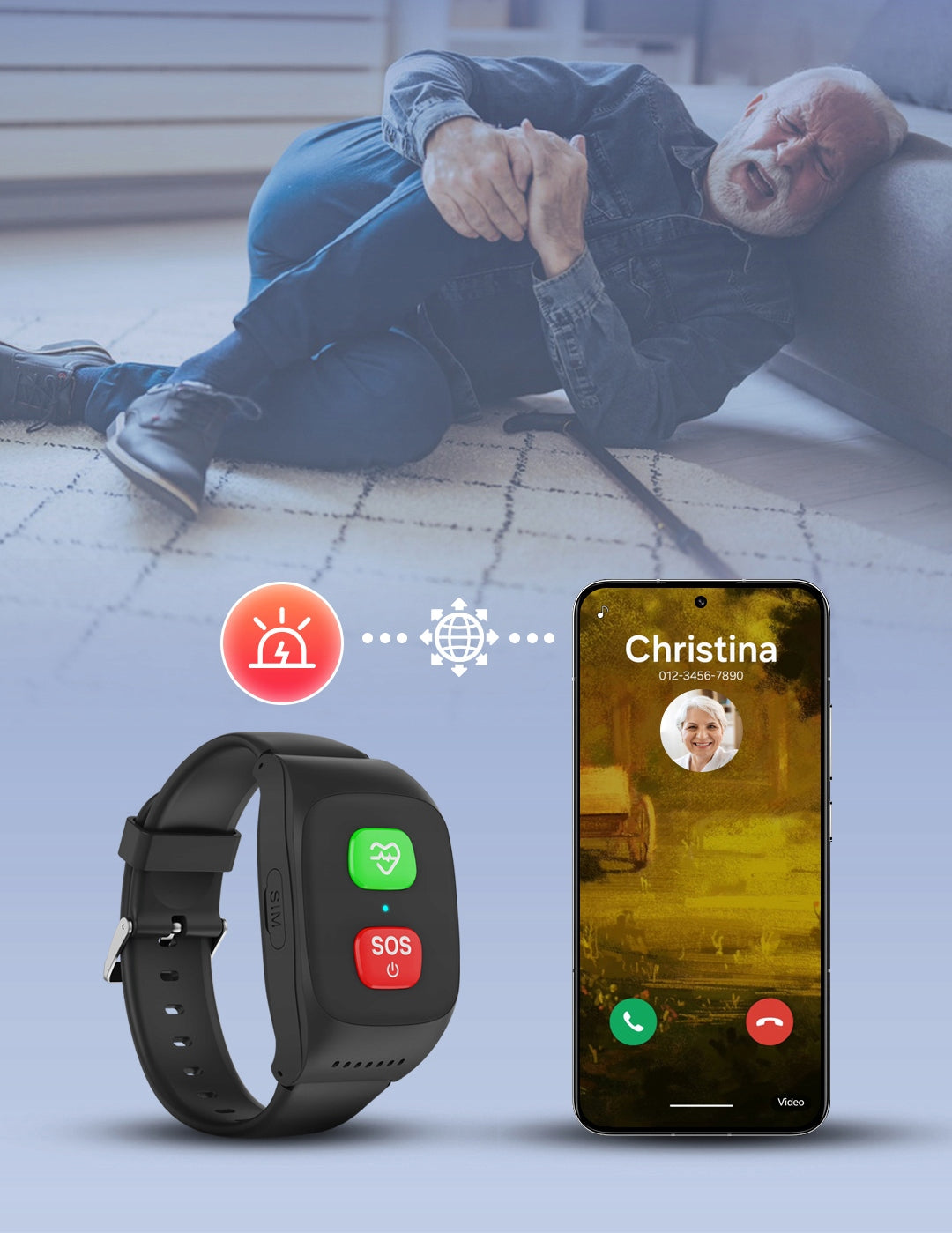 SOS Alarm Bracelet 4G Locator GPS Band Senior Pulse Measurement App Brand WINANQE