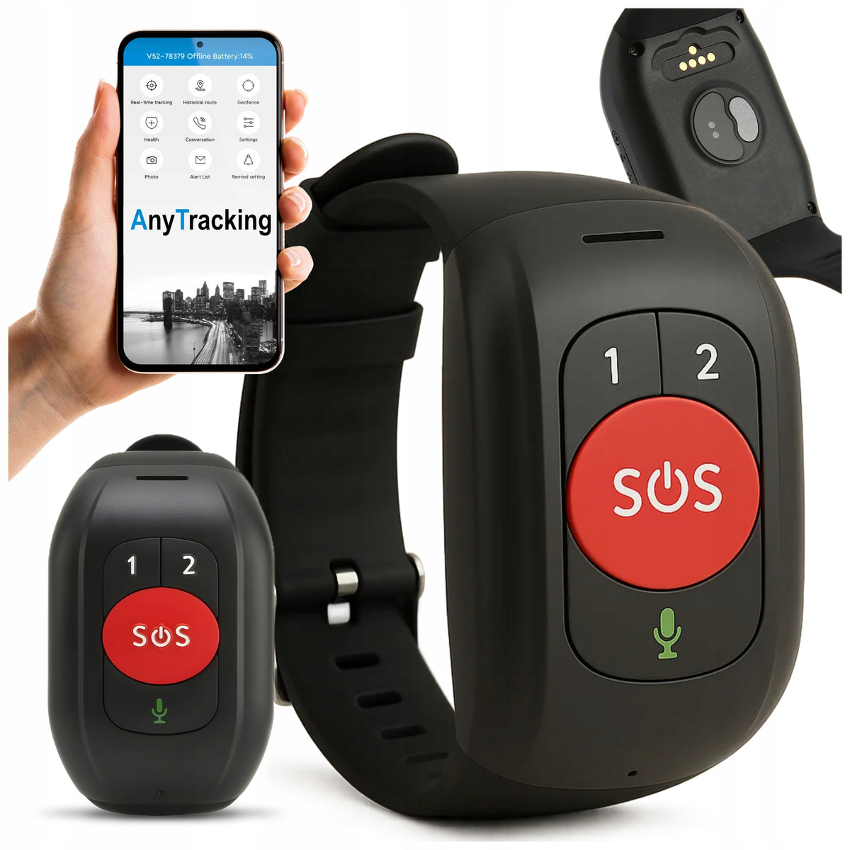 SOS Alarm Bracelet 4G Locator GPS Band Senior Pulse Measurement App