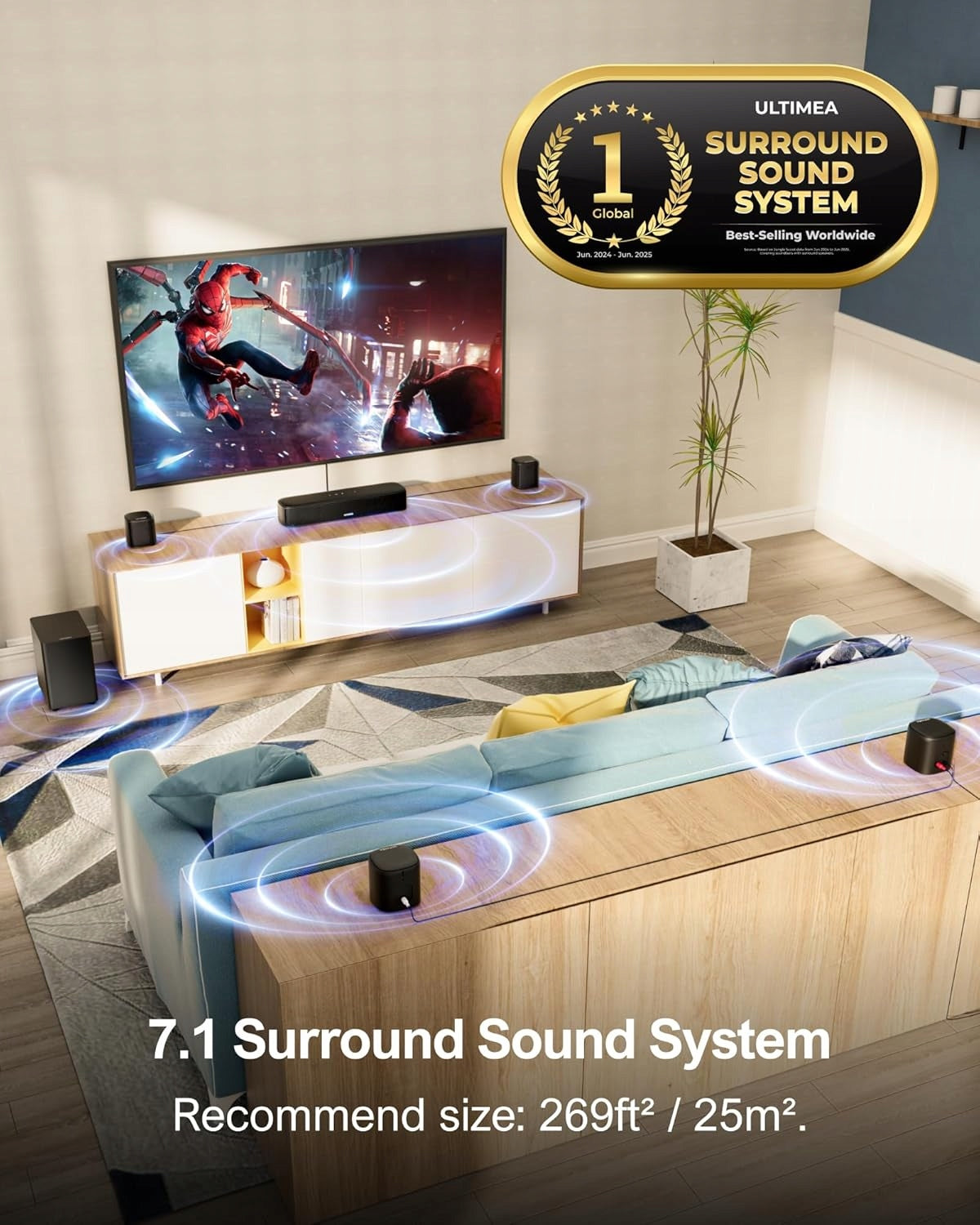 SOUNDBAR 7.1 FOR TV 280W SURROUND SUBWOOFER Packaging status original
