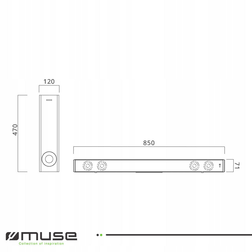 SOUNDBAR MUSE SPEAKER + SUBWOOFER FOR TV STRONG BLUETOOTH 200W REMOTE CONTROL Model M-1880SBT