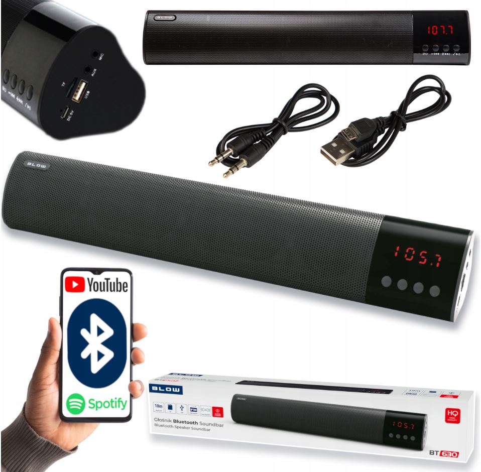 SPEAKER PORTABLE SOUNDBAR BLUETOOTH SOUND STEREO USB SD PLAY MP3 RADIO