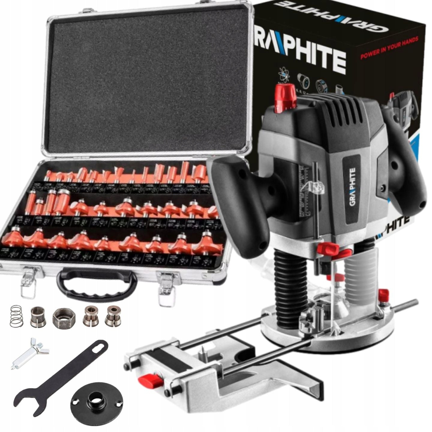 SPINDLE MILLING MACHINE 1300W + CUTTERS SUITCASE 35 GRAPHITE Packaging status original