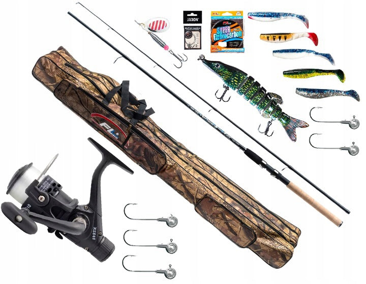 SPINNING FISHING SET FISHING ROD JAXON REEL PIKE ZANDER GIFT
