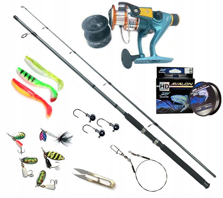 SPINNING FISHING SET JAXON HWS210 TURNSTILE PIKE ZANDER GIFT