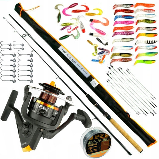 SPINNING SET jaxon FISHING ROD 2,4m +66 elements Z45