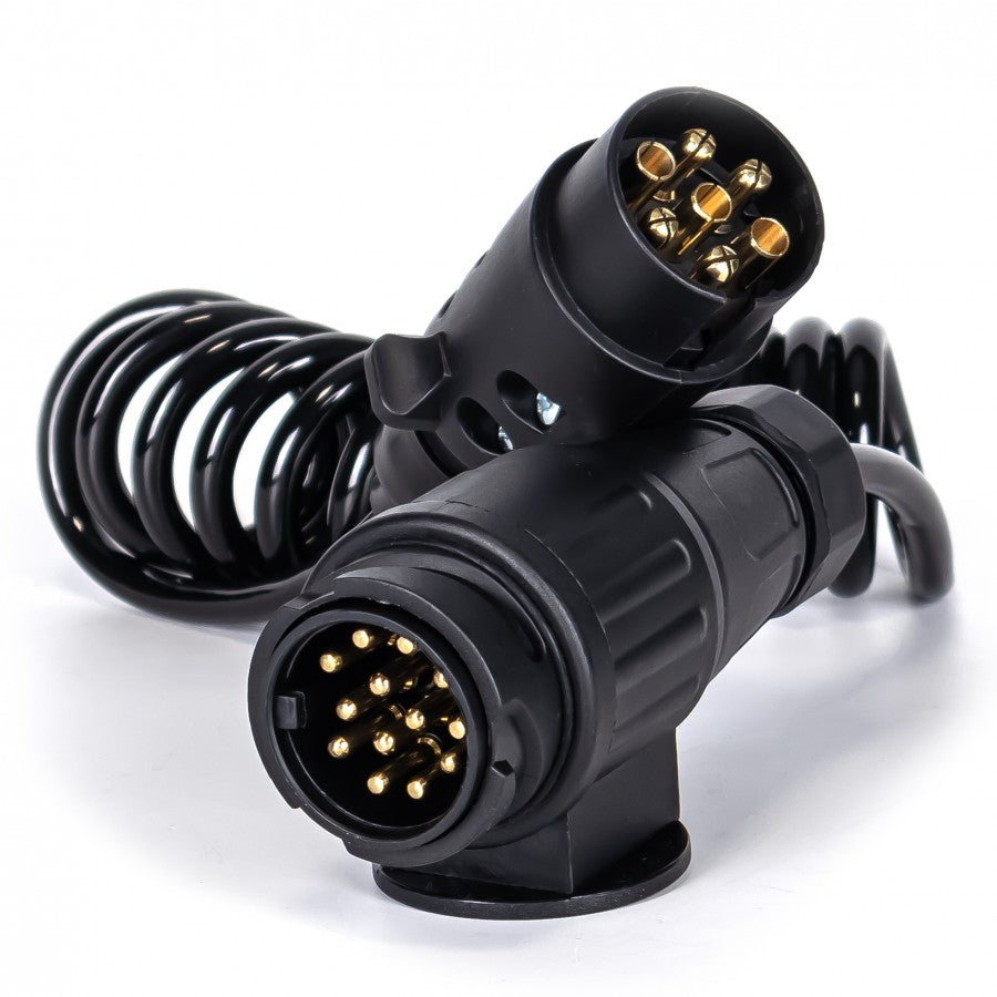 SPIRAL CABLE WITH PLUGS 13/7 PIN 12V 1,5m