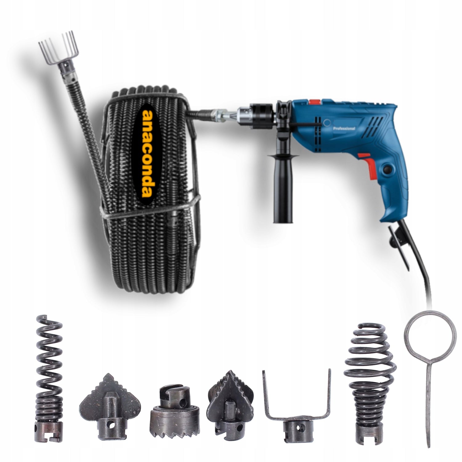 SPIRAL PUSHER ELECTRIC VIPER FOR PIPES 70-220mm FOR SCREWDRIVER 15m
