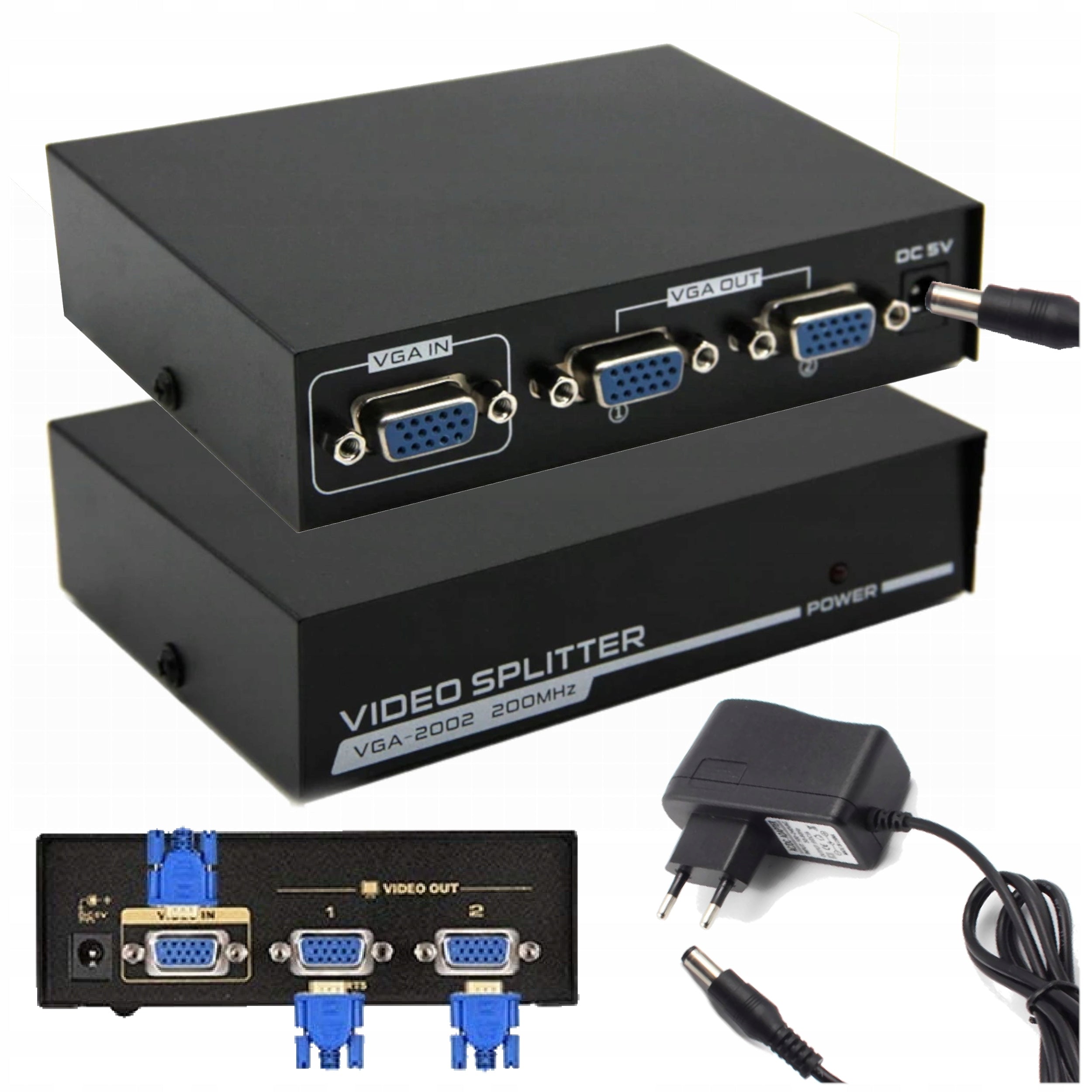 SPLITTER VGA Image Cloning 1x2 - 250MHz Splitter Video Splitter