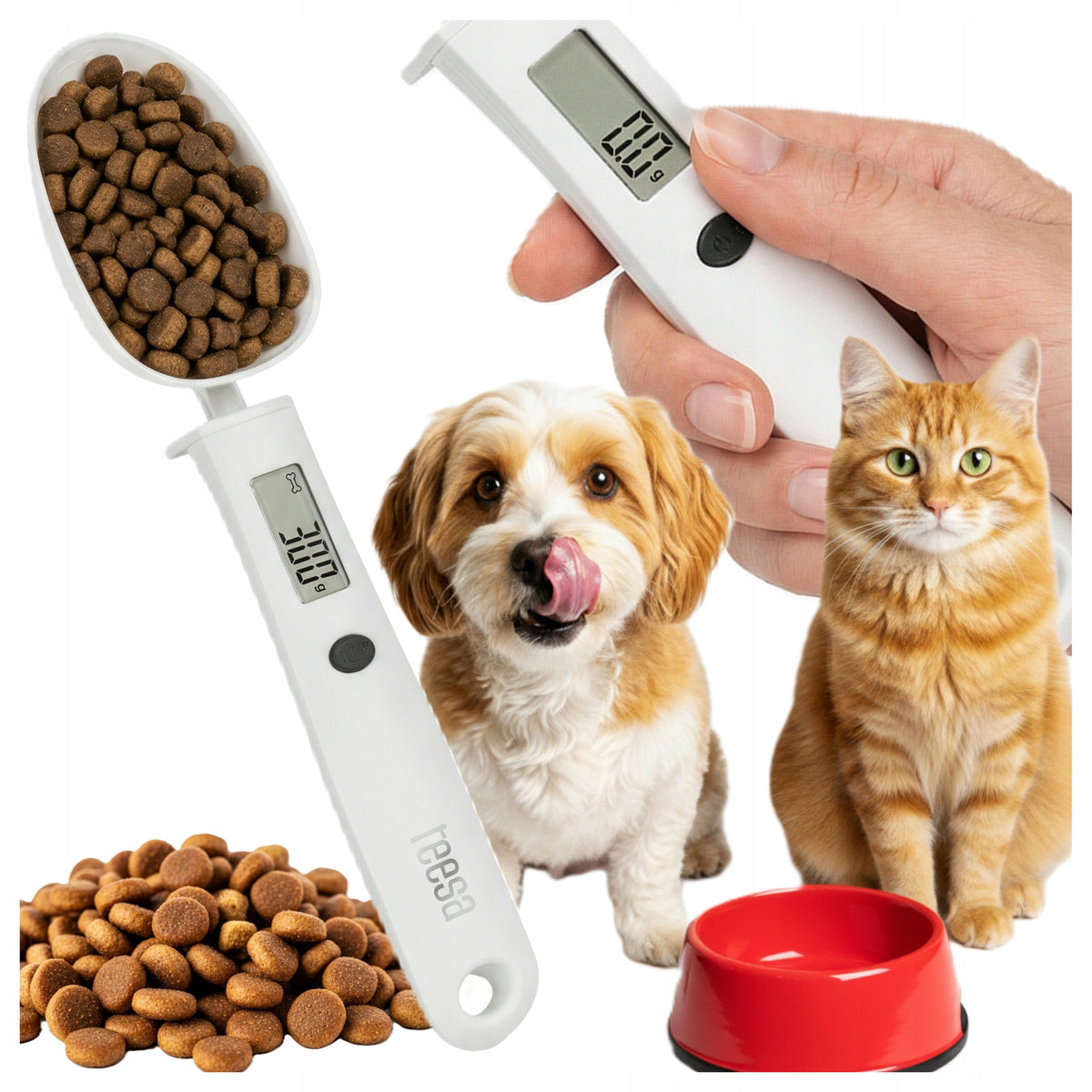 SPOON WITH SCALE MEASURING CUP FOR PORTABLE CAT FOOD NUMBERS. LCD ANIMALS 300G