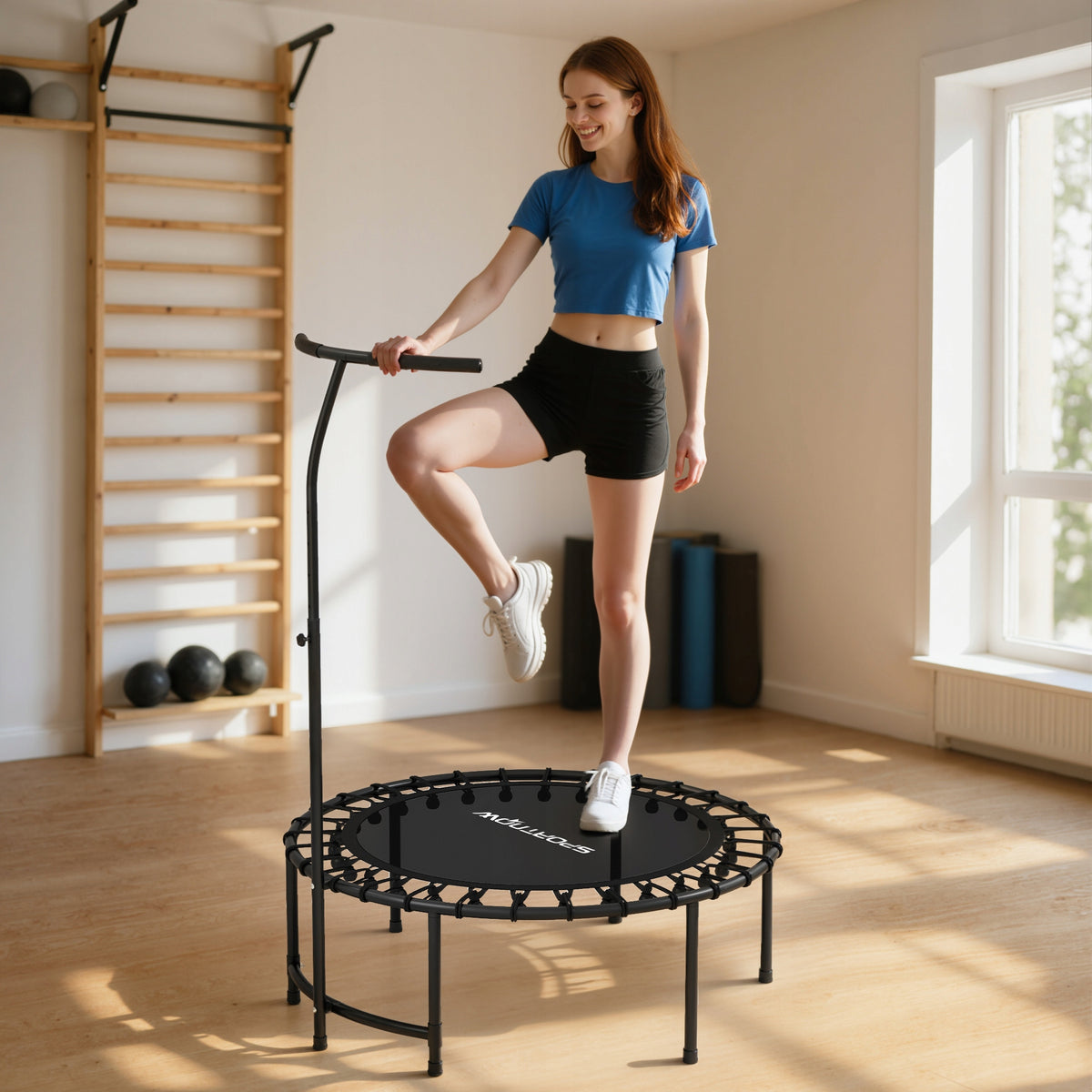 SPORTNOW Folding Fitness Trampoline Ø102 cm Mini with Handle