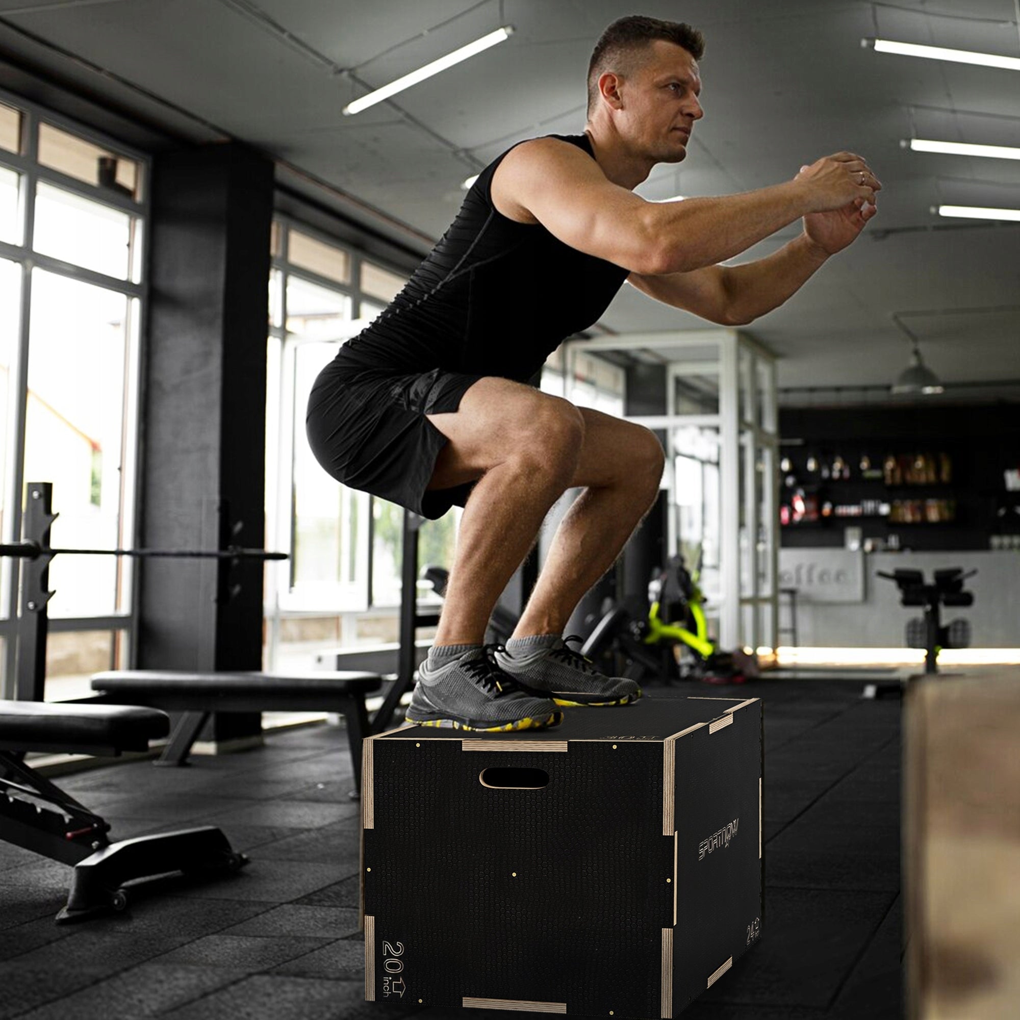 SPORTNOW Plyo-Box/Box durable for Jumping, 76x61x51cm, Black, Handle Packaging status original